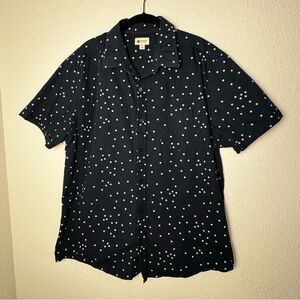 Haggar Nautical Short Sleeve Deep Navy Mens Button Down Casual Shirt, Size XL